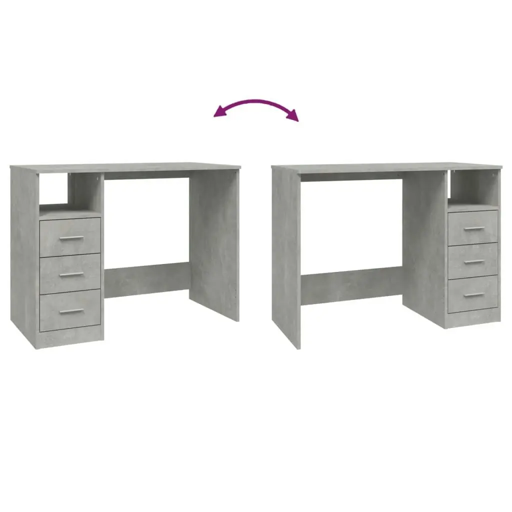 Desk with Drawers Concrete Grey 102x50x76 cm Engineered Wood 823036