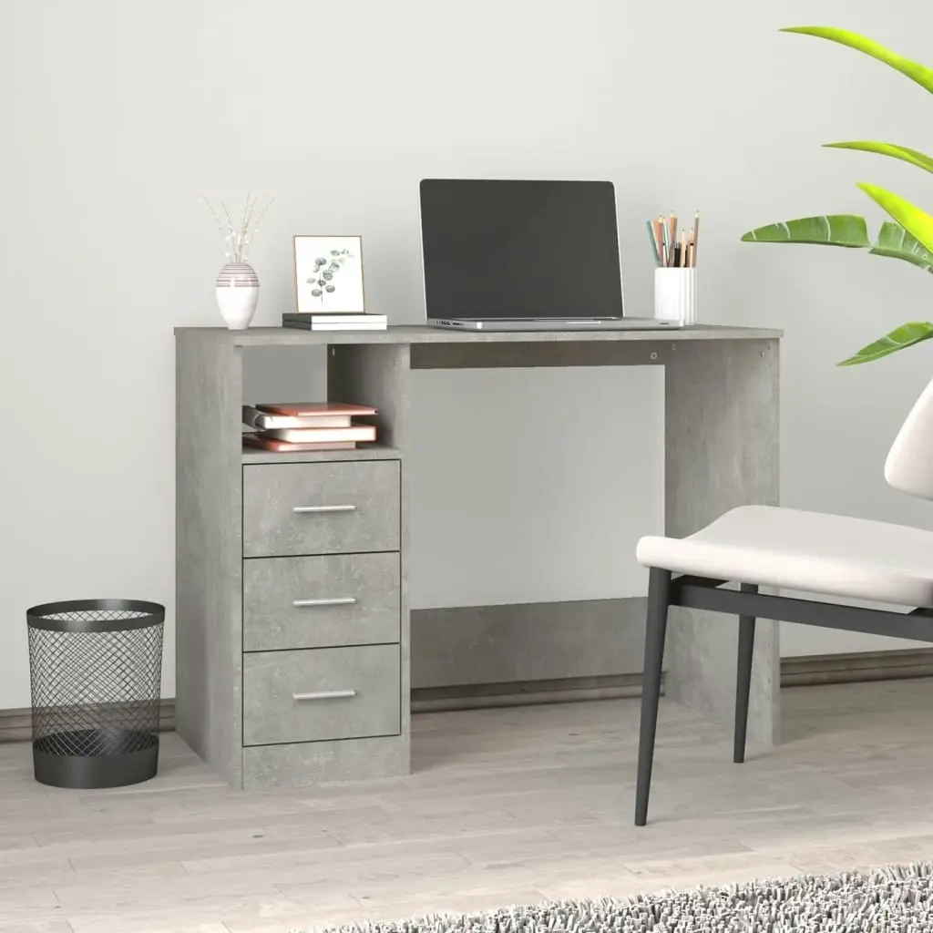 Desk with Drawers Concrete Grey 102x50x76 cm Engineered Wood 823036