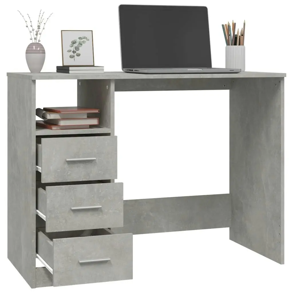 Desk with Drawers Concrete Grey 102x50x76 cm Engineered Wood 823036