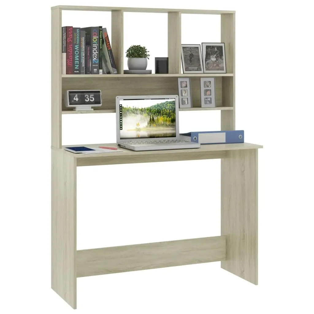 Desk with Shelves Sonoma Oak 110x45x157 cm Engineered Wood 800390