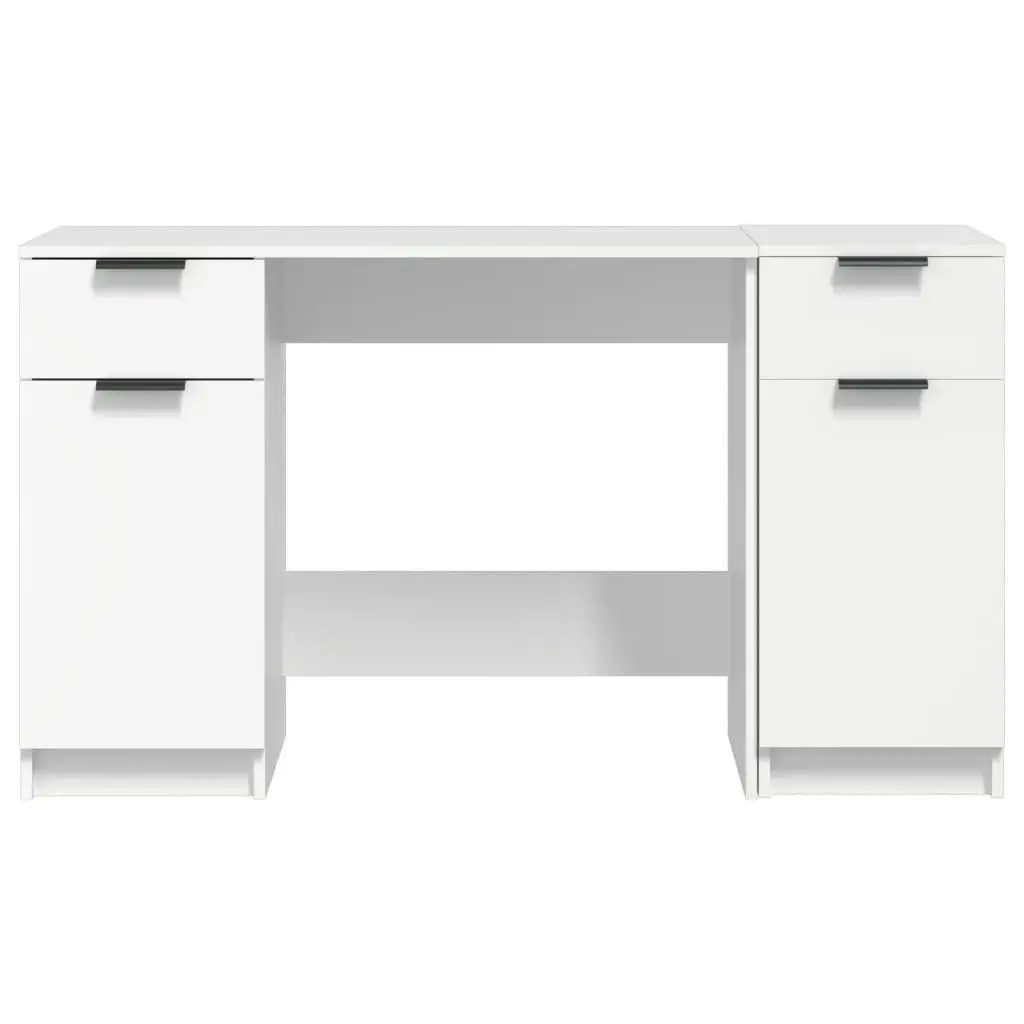 Desk with Side Cabinet White Engineered Wood 3115908