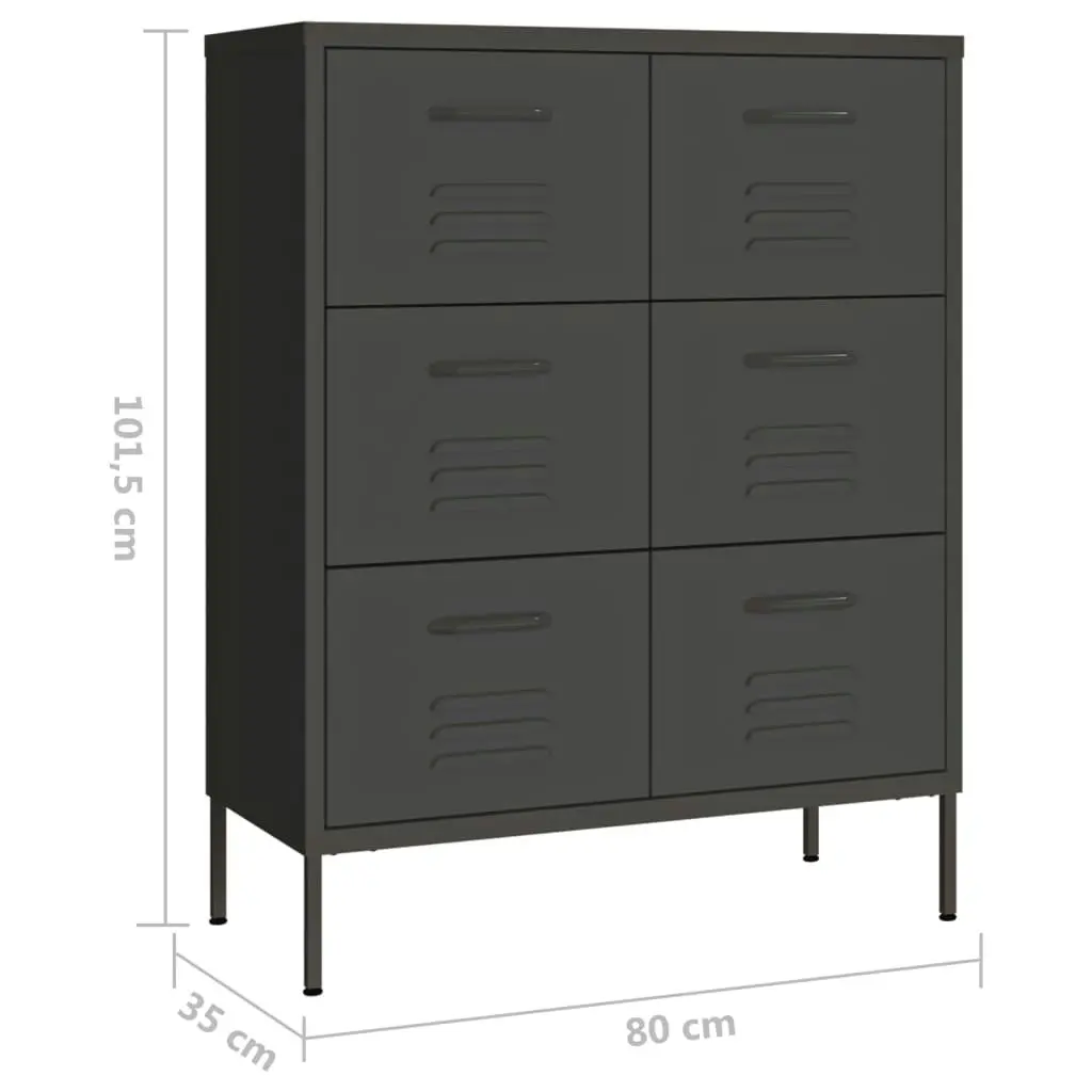 Drawer Cabinet Anthracite 80x35x101.5 cm Steel 336150