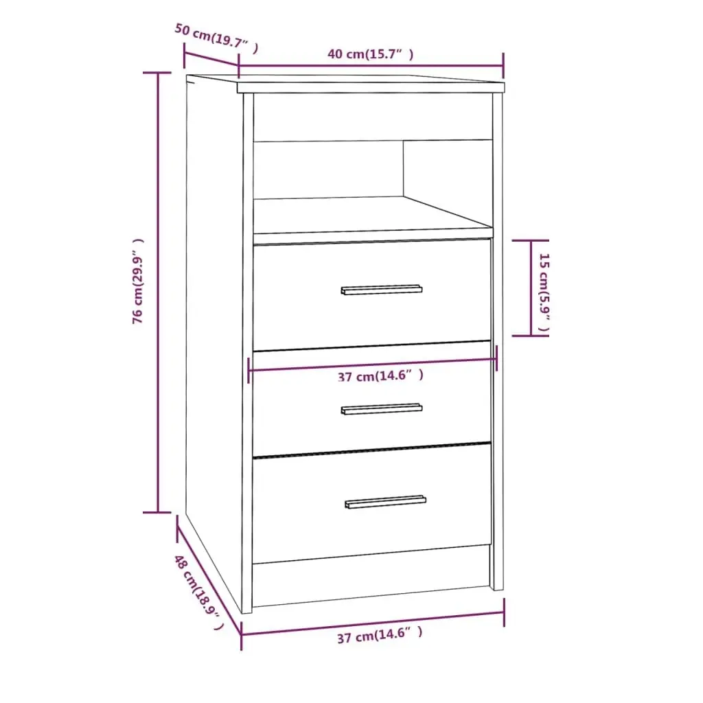 Drawer Cabinet Grey Sonoma 40x50x76 cm Engineered Wood 815094