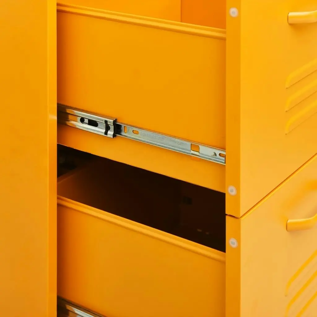 Drawer Cabinet Mustard Yellow 80x35x101.5 cm Steel 336146