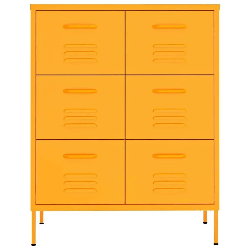 Drawer Cabinet Mustard Yellow 80x35x101.5 cm Steel 336146