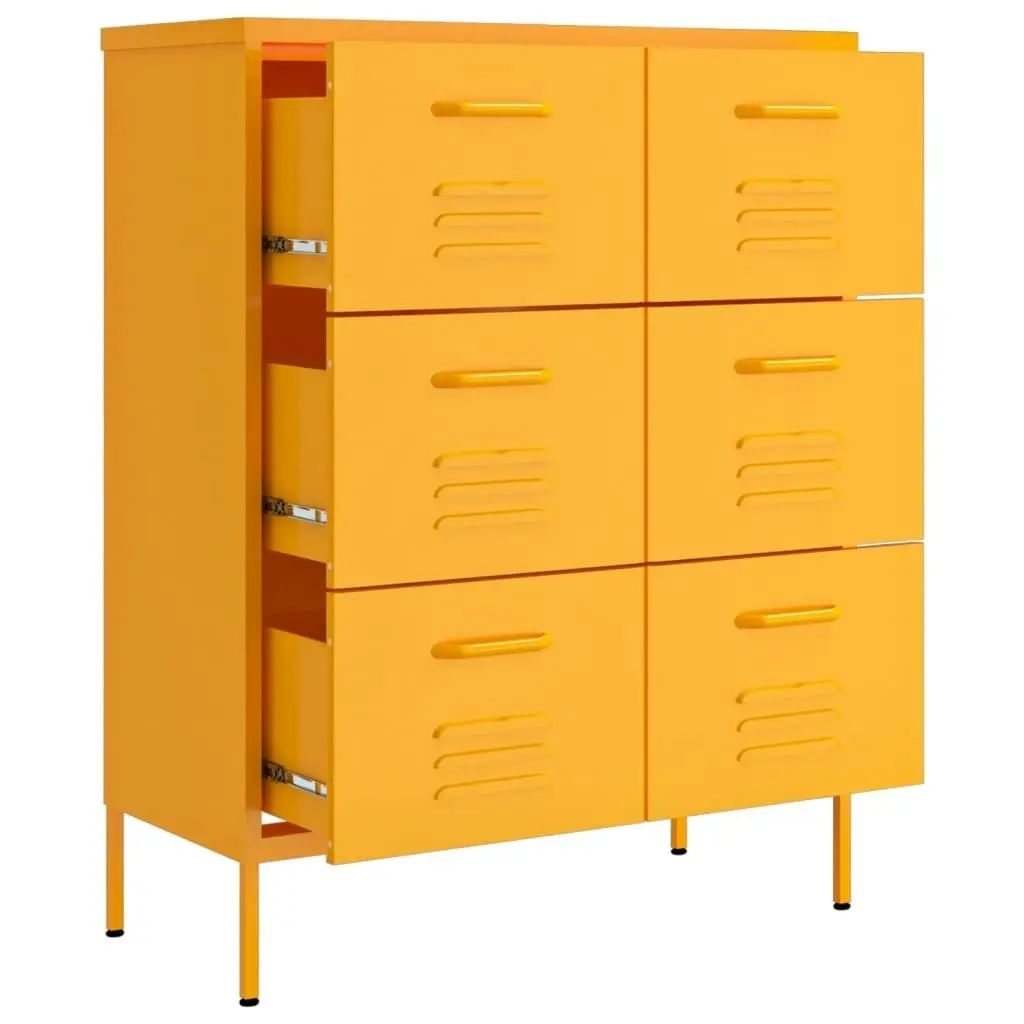 Drawer Cabinet Mustard Yellow 80x35x101.5 cm Steel 336146