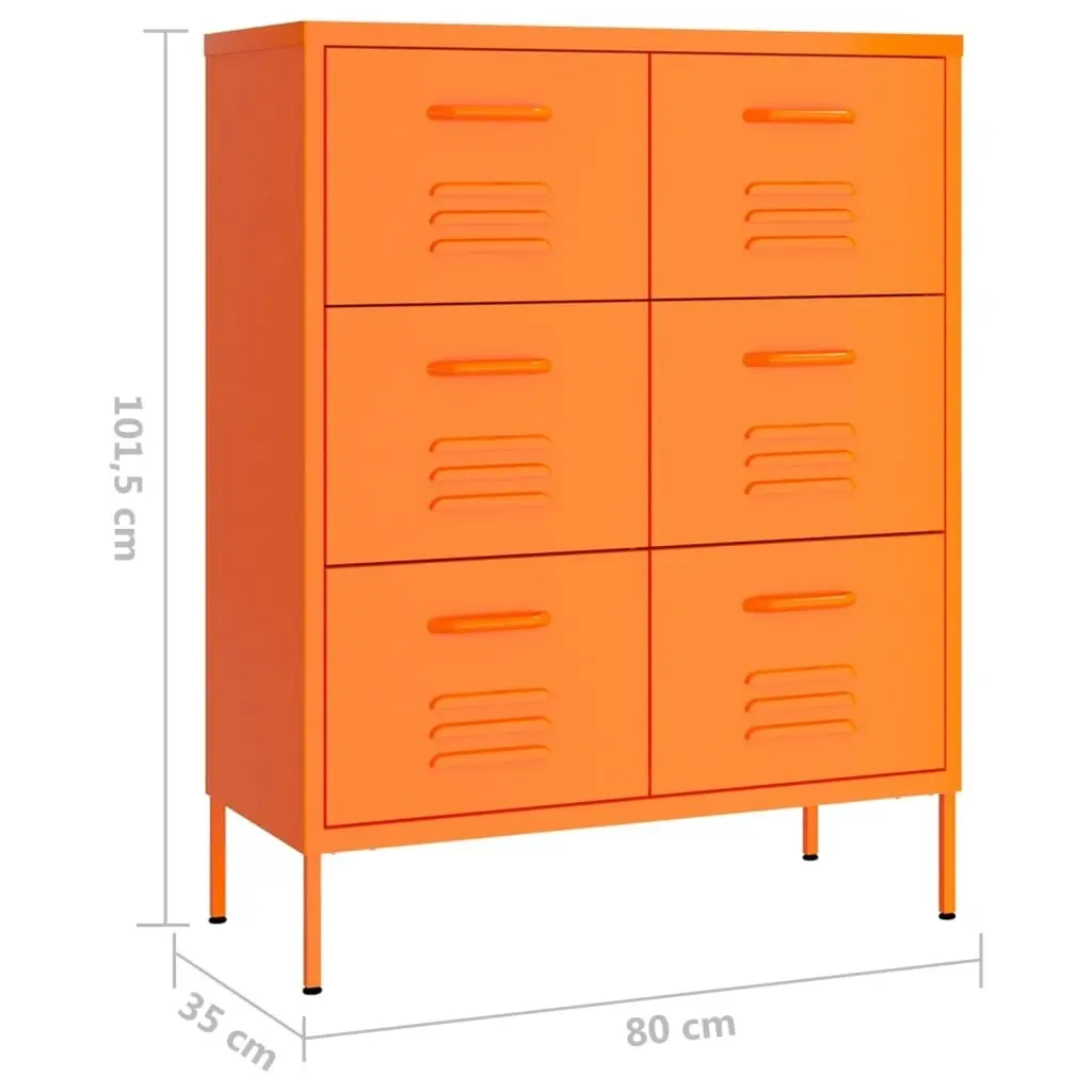 Drawer Cabinet Orange 80x35x101.5 cm Steel 336147