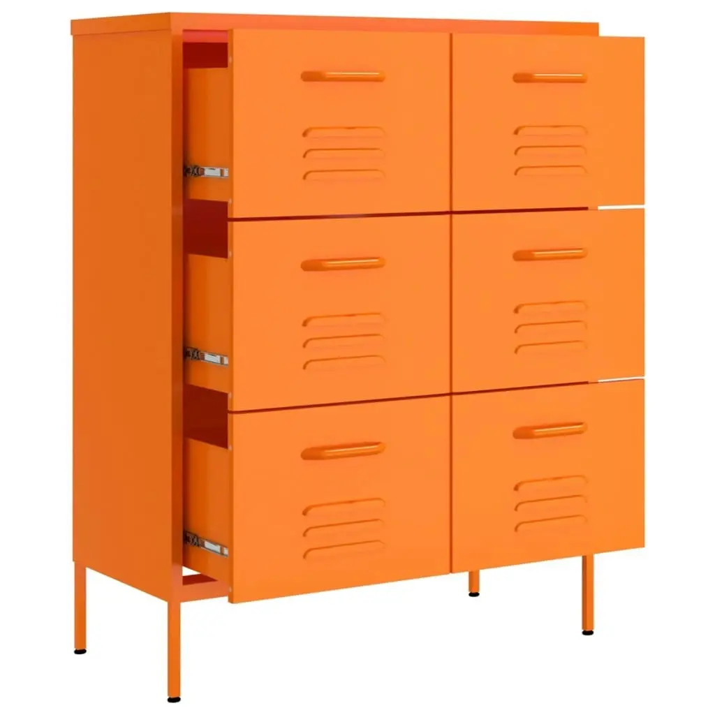 Drawer Cabinet Orange 80x35x101.5 cm Steel 336147