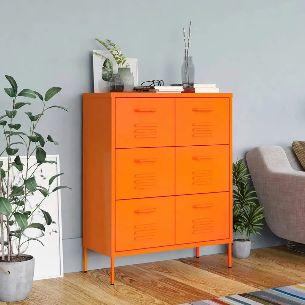 Drawer Cabinet Orange 80x35x101.5 cm Steel 336147