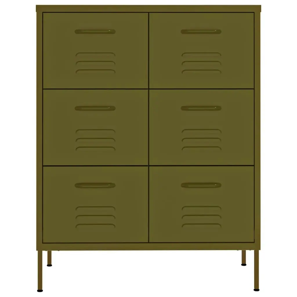 Drawer Cabinet Olive Green 80x35x101.5 cm Steel 336144