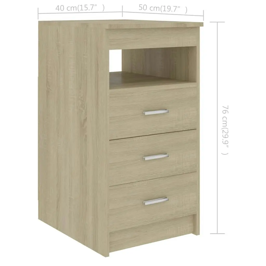 Drawer Cabinet Sonoma Oak 40x50x76 cm Engineered Wood 801808