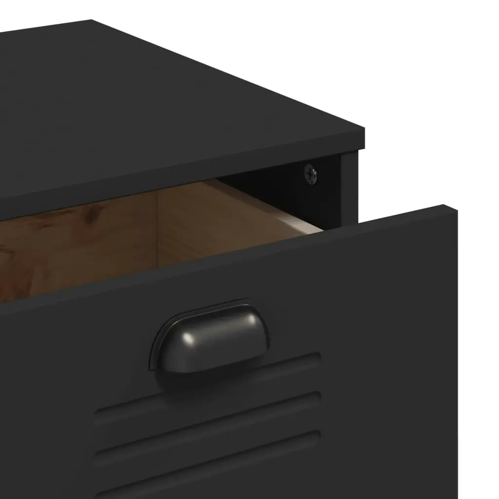 Drawer Cabinet VIKEN Black Solid Wood Pine 374921