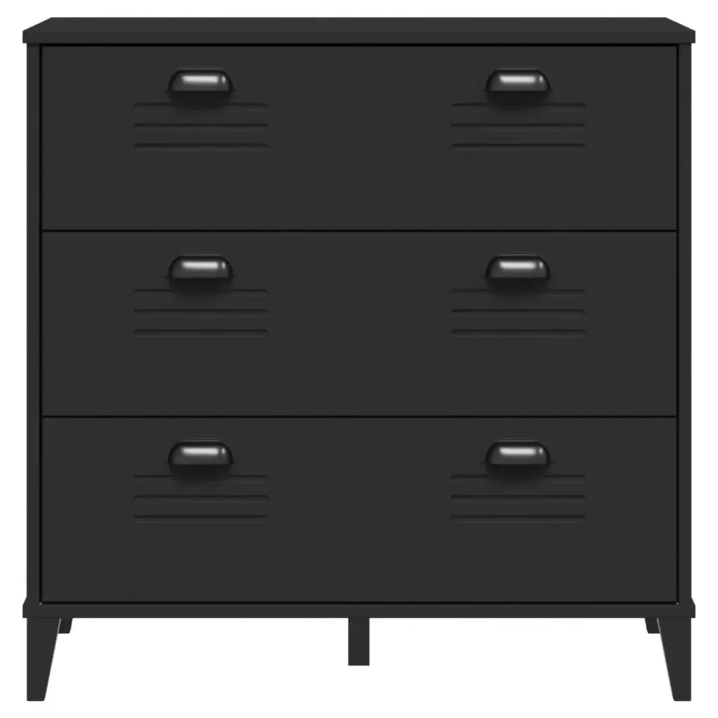 Drawer Cabinet VIKEN Black Solid Wood Pine 374921