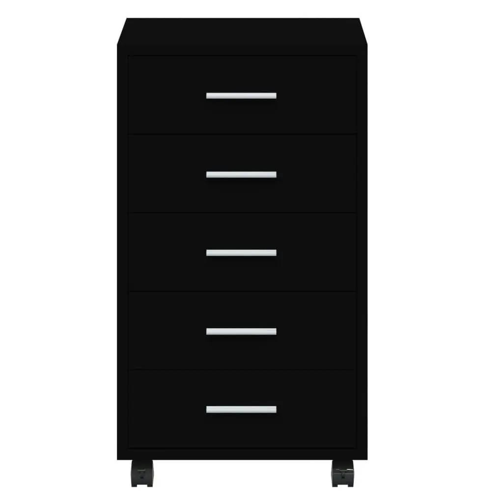 Drawer Cabinet with Castors Black Engineered Wood 342671