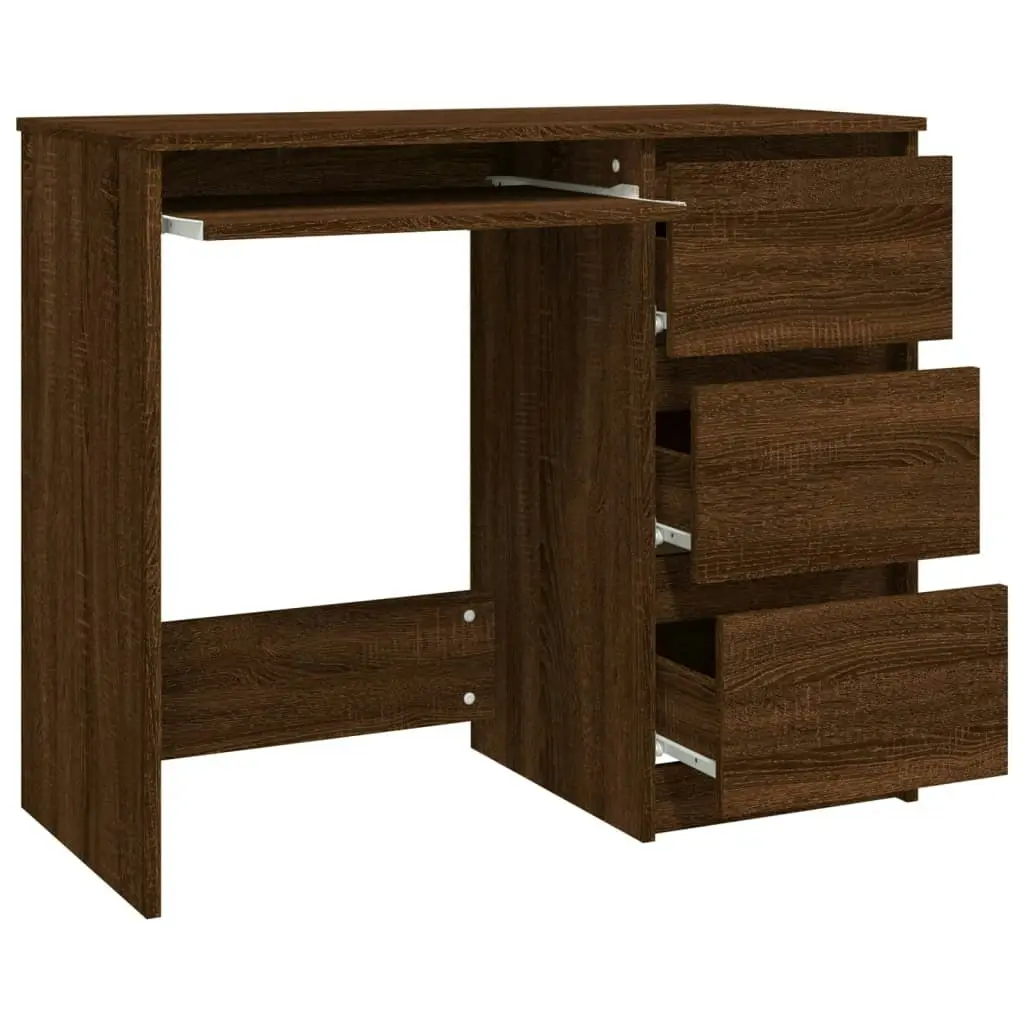 Desk Brown Oak 90x45x76 cm Engineered Wood 815509