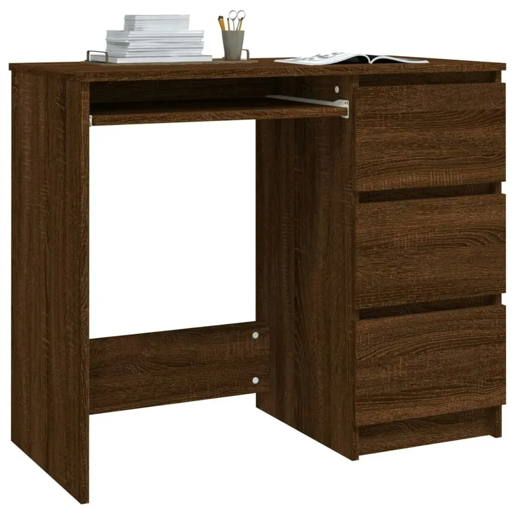 Desk Brown Oak 90x45x76 cm Engineered Wood 815509