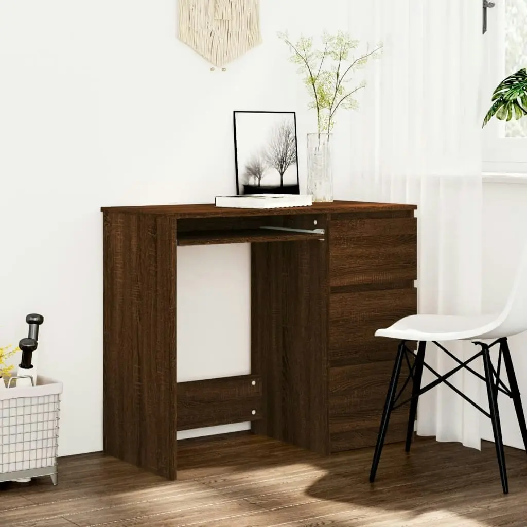 Desk Brown Oak 90x45x76 cm Engineered Wood 815509