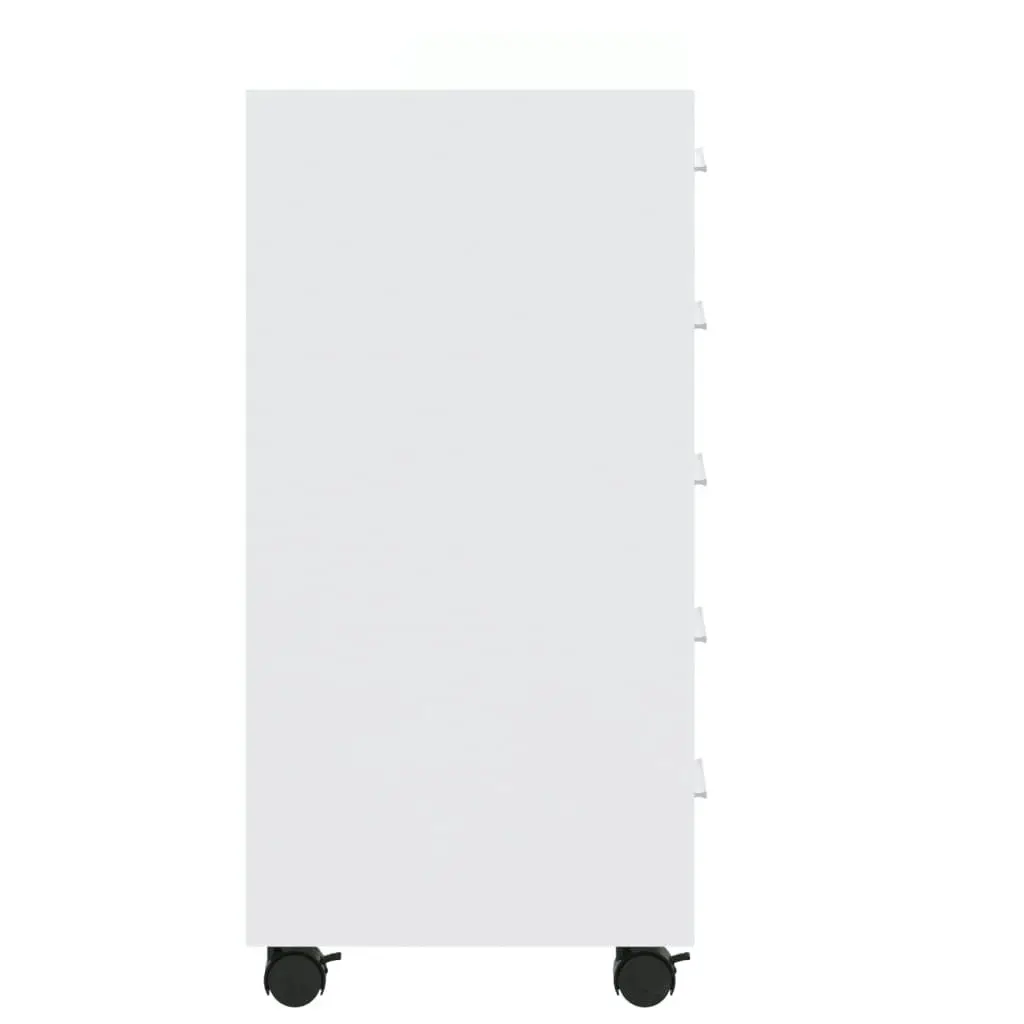 Drawer Cabinet with Castors High Gloss White Engineered Wood 342673