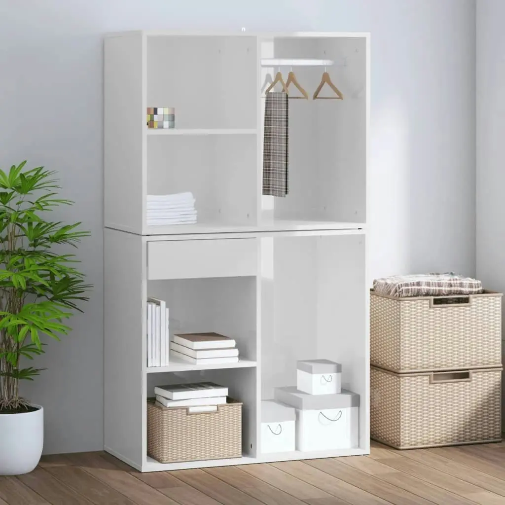 Dressing Cabinet High Gloss White 80x40x65 cm Engineered Wood 808852