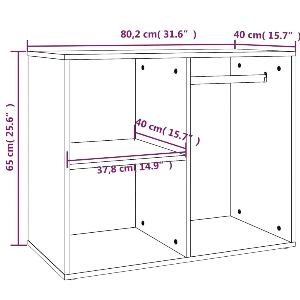 Dressing Cabinet High Gloss White 80x40x65 cm Engineered Wood 808852