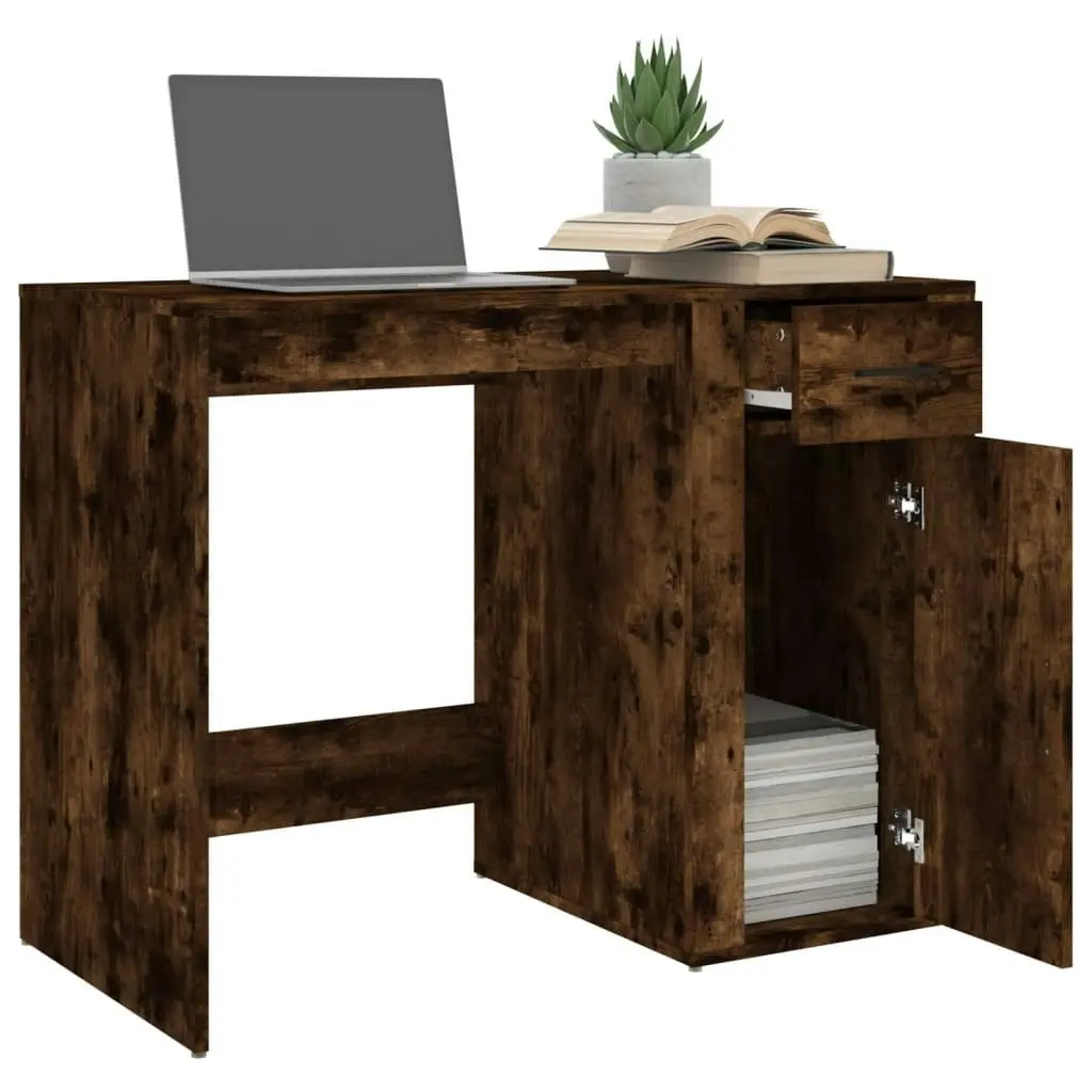 Desk Smoked Oak 100x49x75 cm Engineered Wood 816789