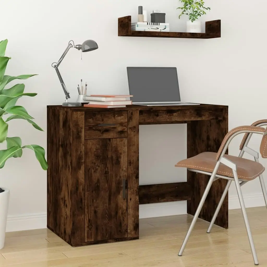 Desk Smoked Oak 100x49x75 cm Engineered Wood 816789