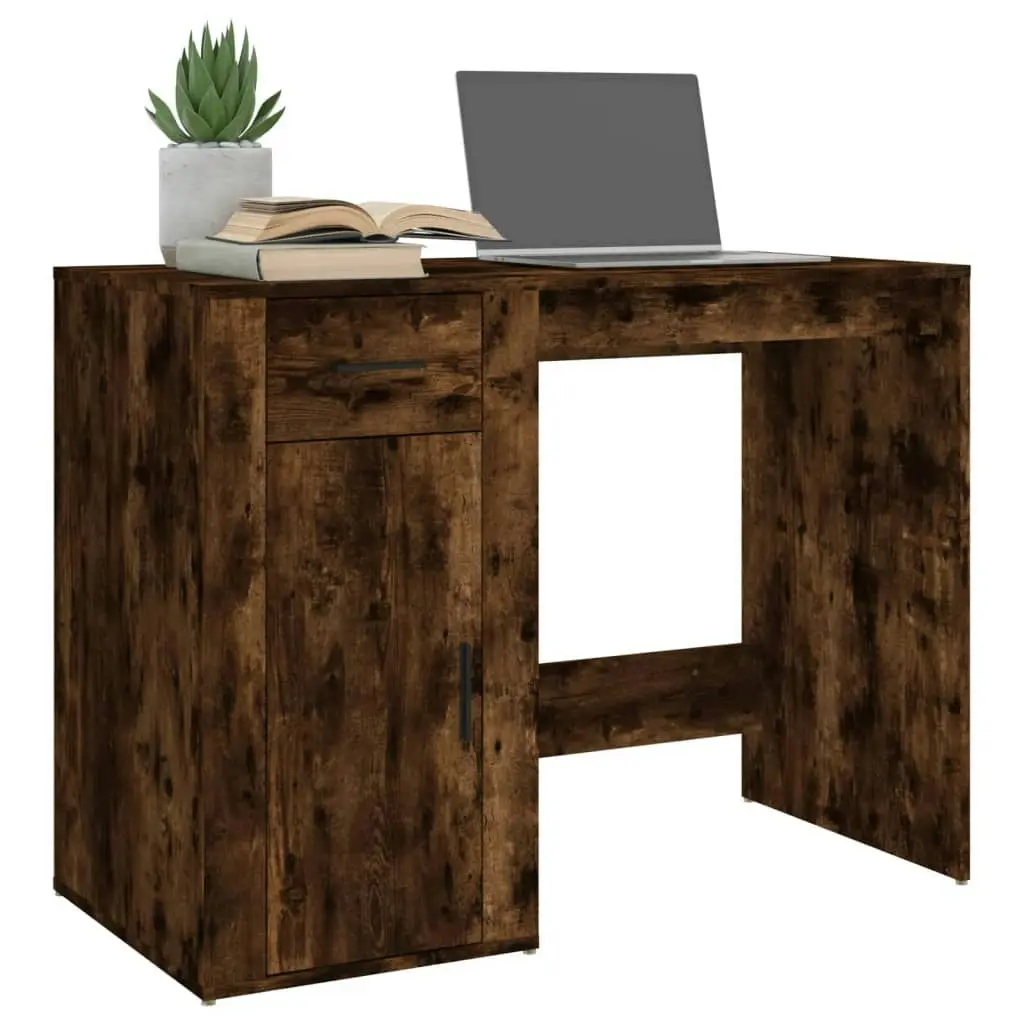 Desk Smoked Oak 100x49x75 cm Engineered Wood 816789