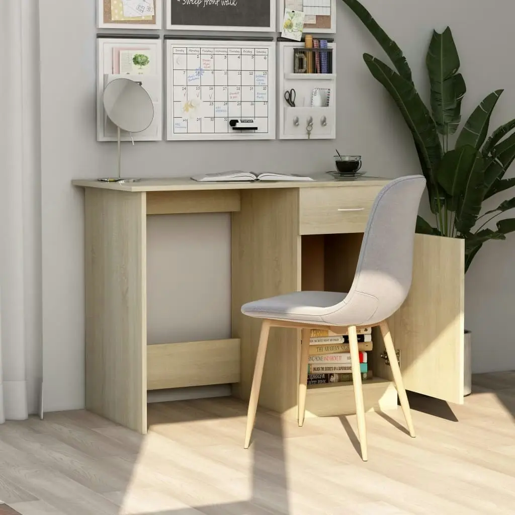 Desk Sonoma Oak 100x50x76 cm Engineered Wood 801083