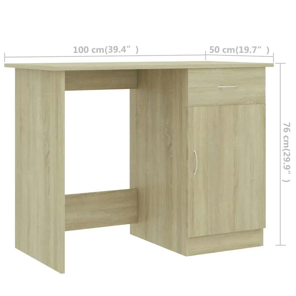 Desk Sonoma Oak 100x50x76 cm Engineered Wood 801083