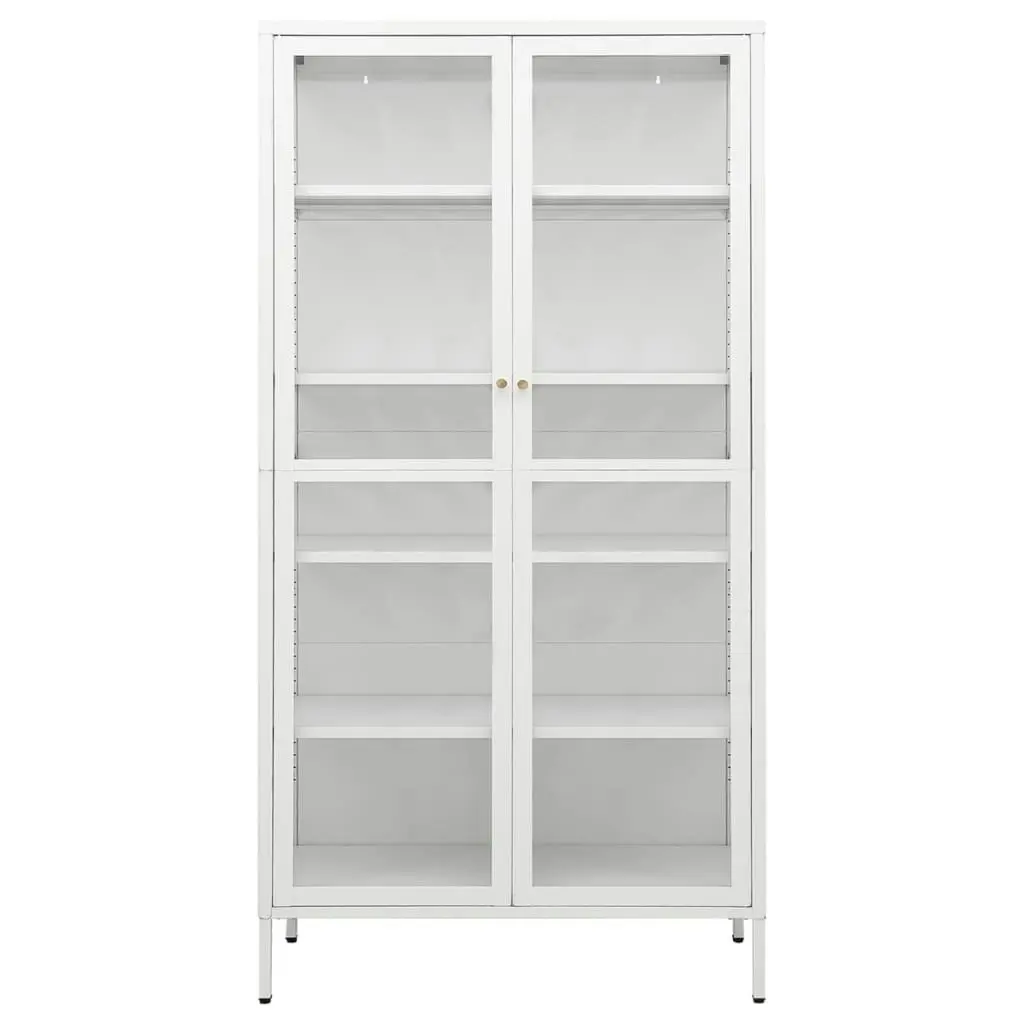 Display Cabinet White 90x40x180 cm Steel and Tempered Glass 336080