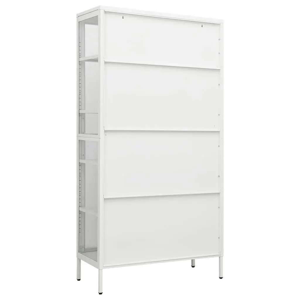 Display Cabinet White 90x40x180 cm Steel and Tempered Glass 336080