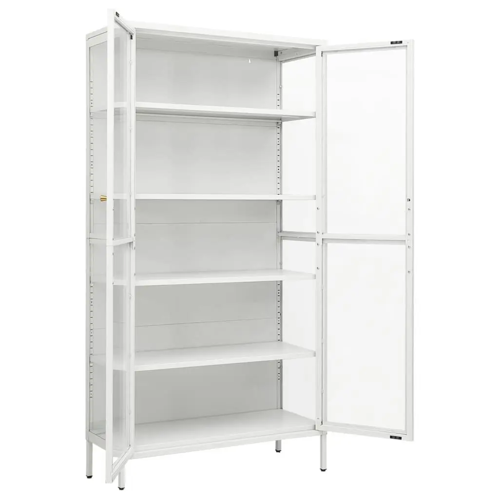 Display Cabinet White 90x40x180 cm Steel and Tempered Glass 336080