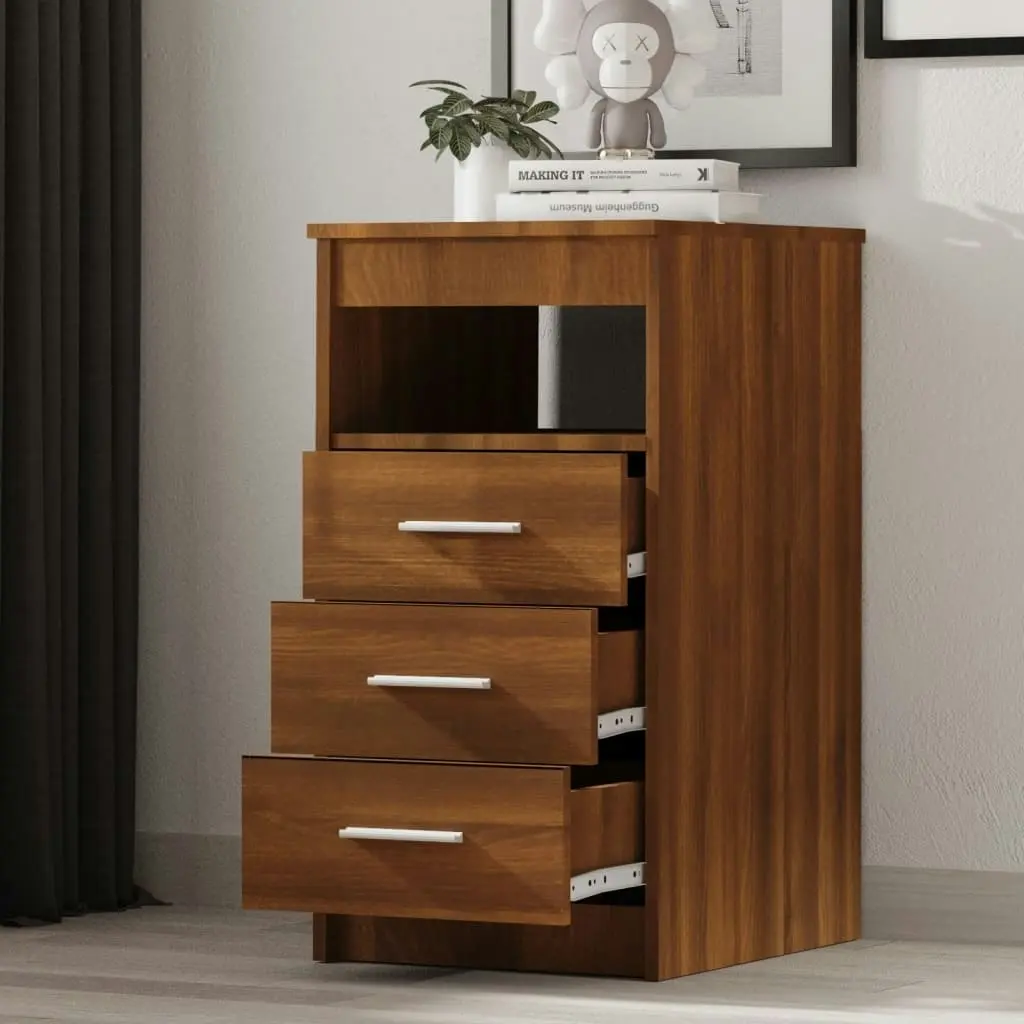 Drawer Cabinet Brown Oak 40x50x76 cm Engineered Wood 815095