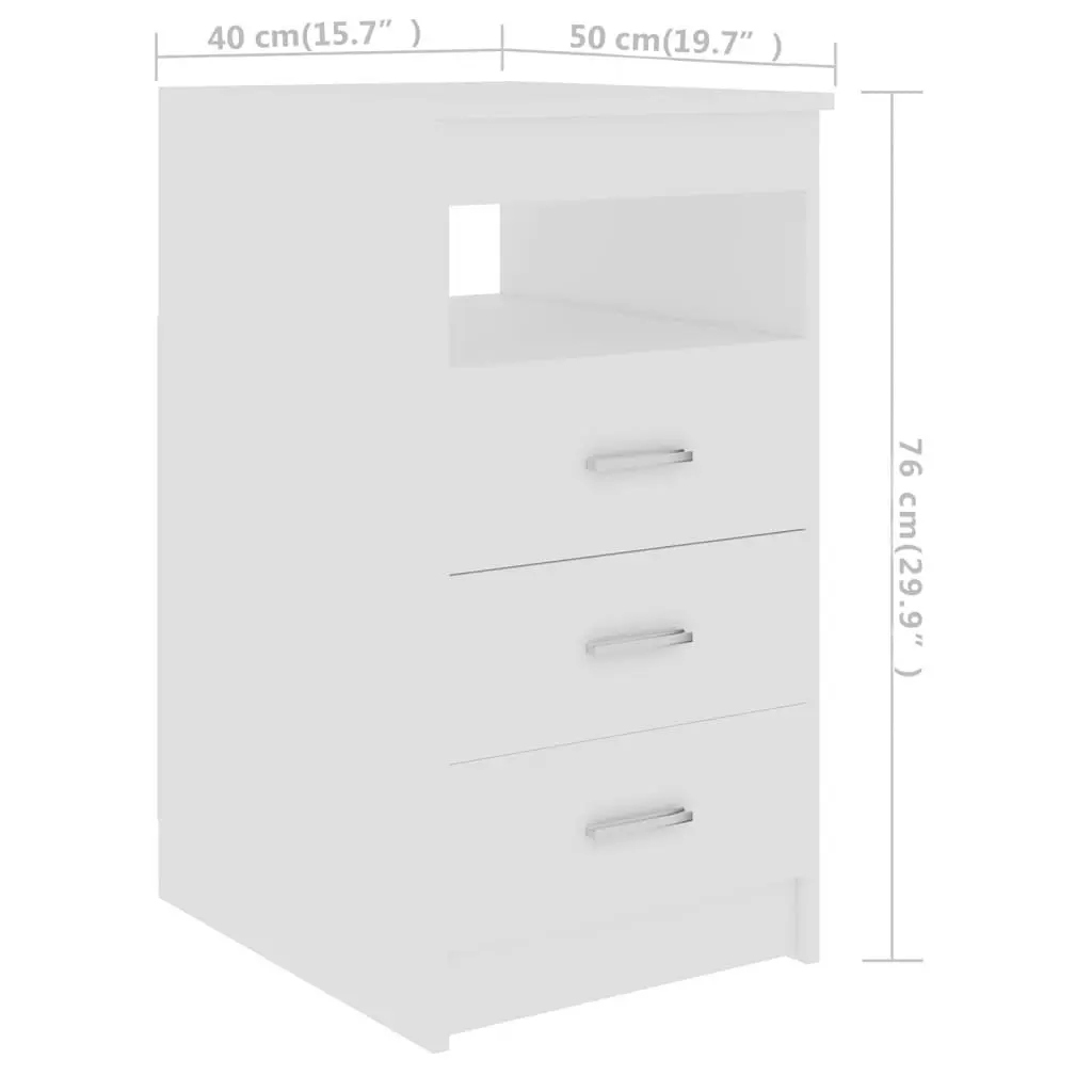 Drawer Cabinet White 40x50x76 cm Engineered Wood 801805