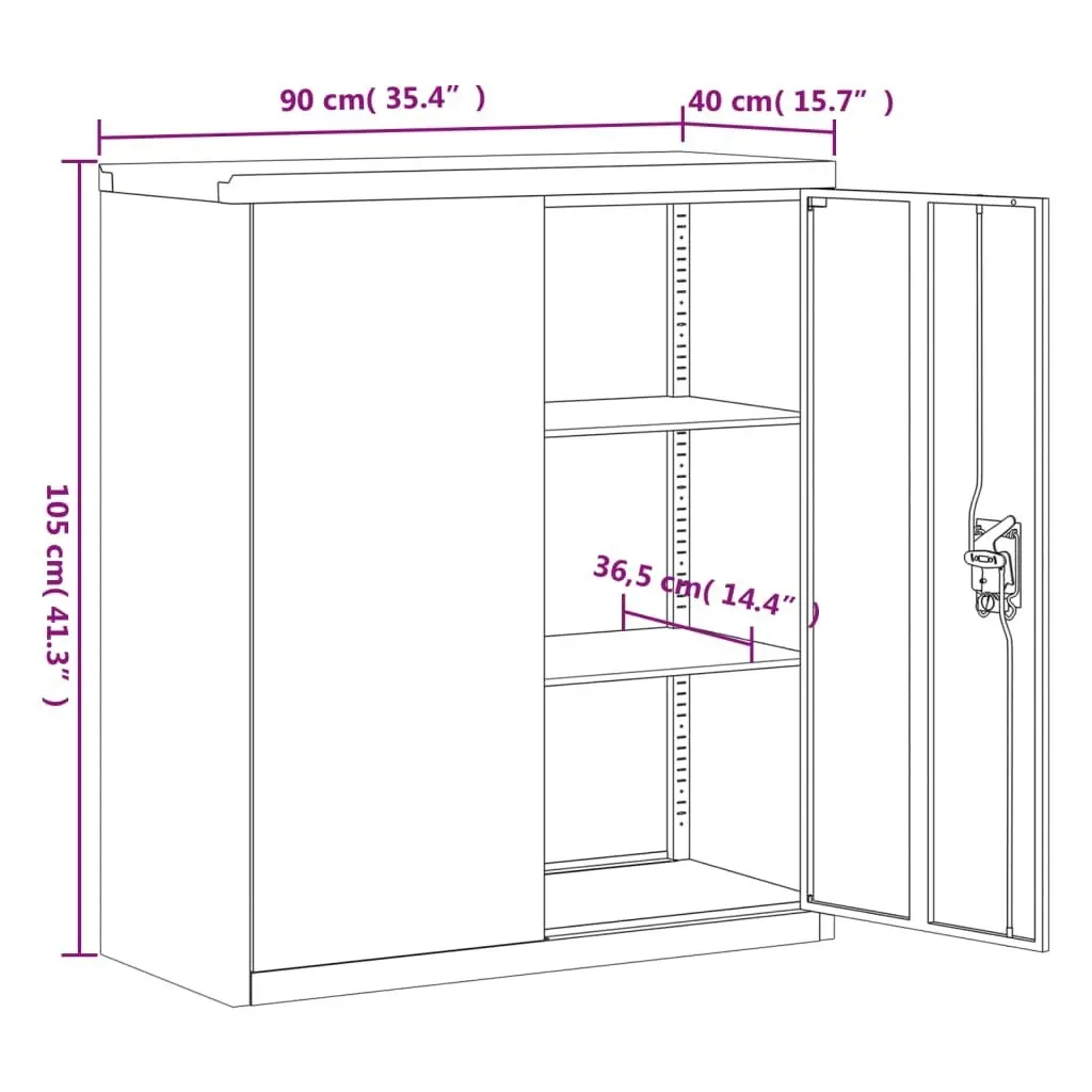 File Cabinet Anthracite and White 90x40x105 cm Steel 339740