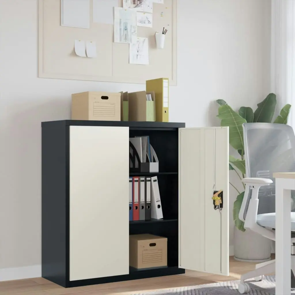 File Cabinet Anthracite and White 90x40x105 cm Steel 339740