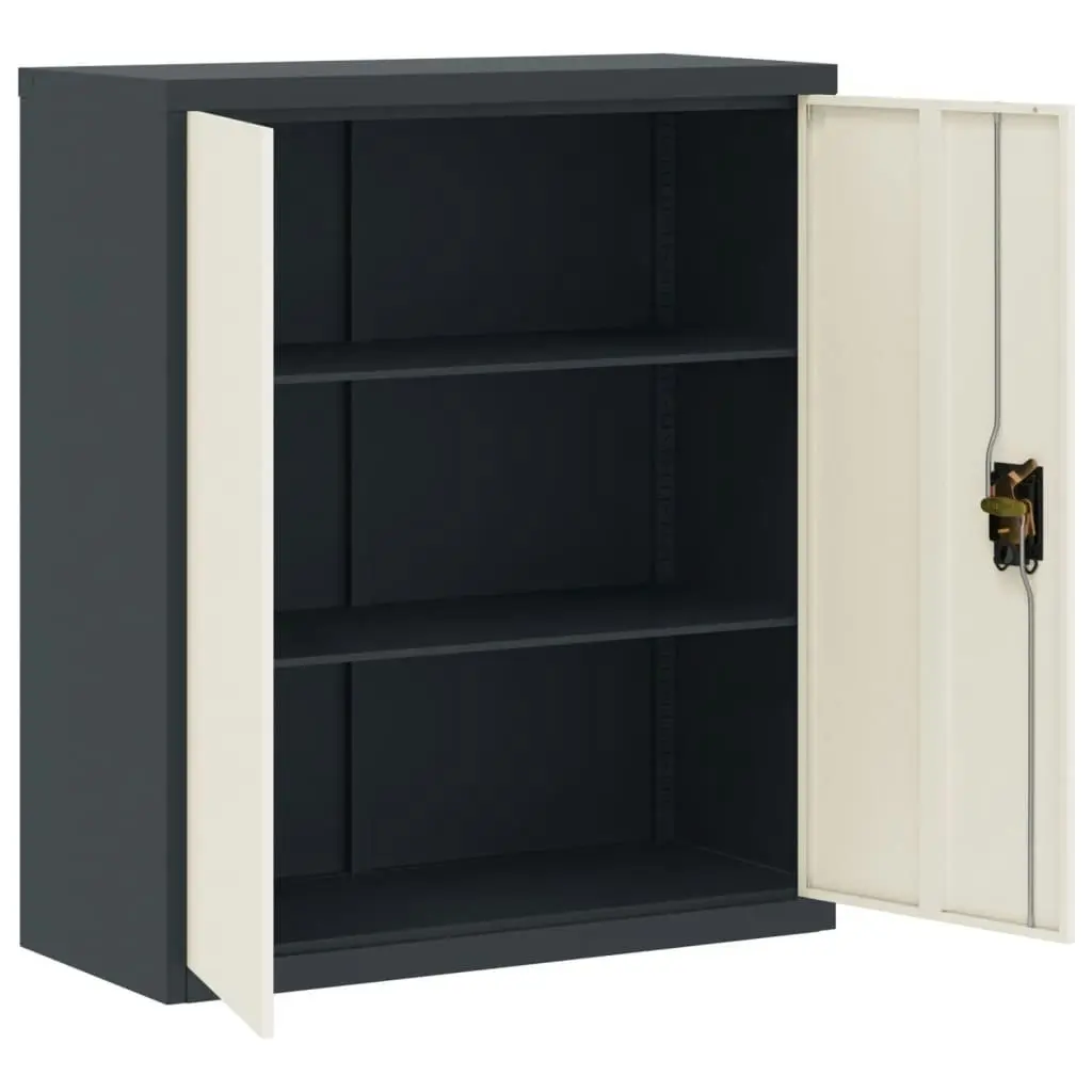 File Cabinet Anthracite and White 90x40x105 cm Steel 339740