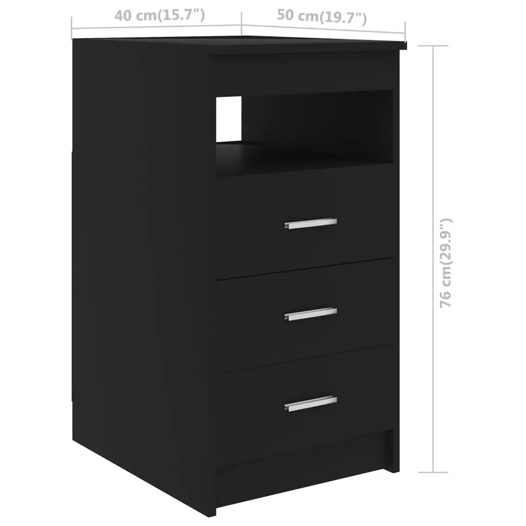 Drawer Cabinet Black 40x50x76 cm Engineered Wood 801806