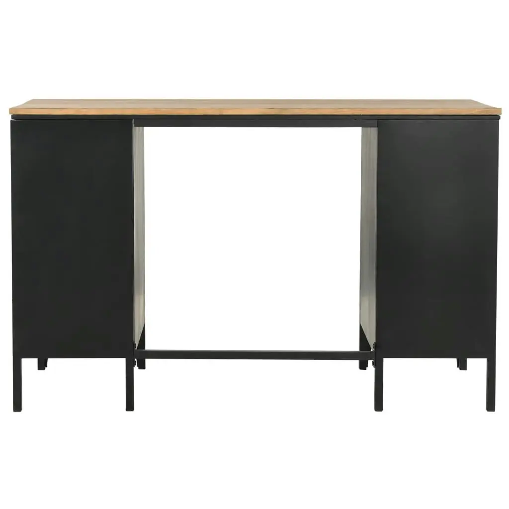 Double Pedestal Desk Solid Firwood and Steel 120x50x76 cm 246422