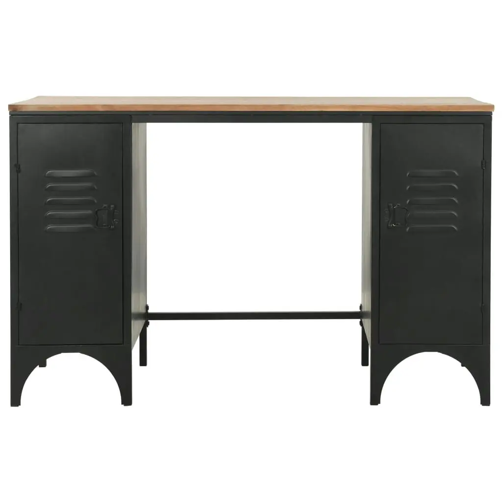 Double Pedestal Desk Solid Firwood and Steel 120x50x76 cm 246422