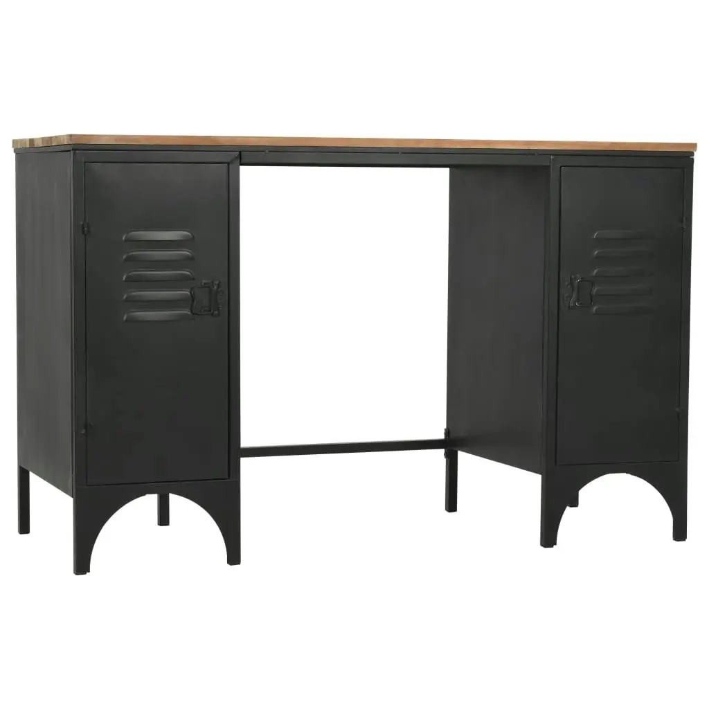 Double Pedestal Desk Solid Firwood and Steel 120x50x76 cm 246422