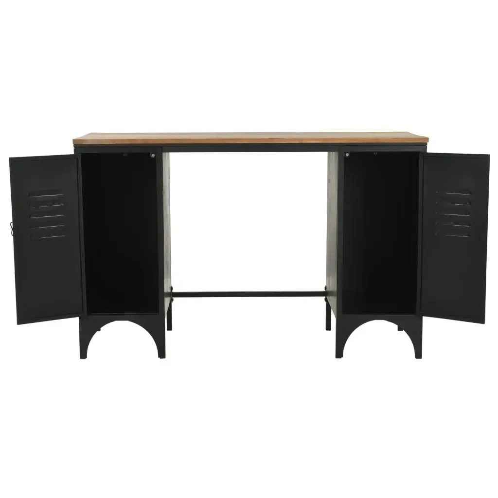 Double Pedestal Desk Solid Firwood and Steel 120x50x76 cm 246422