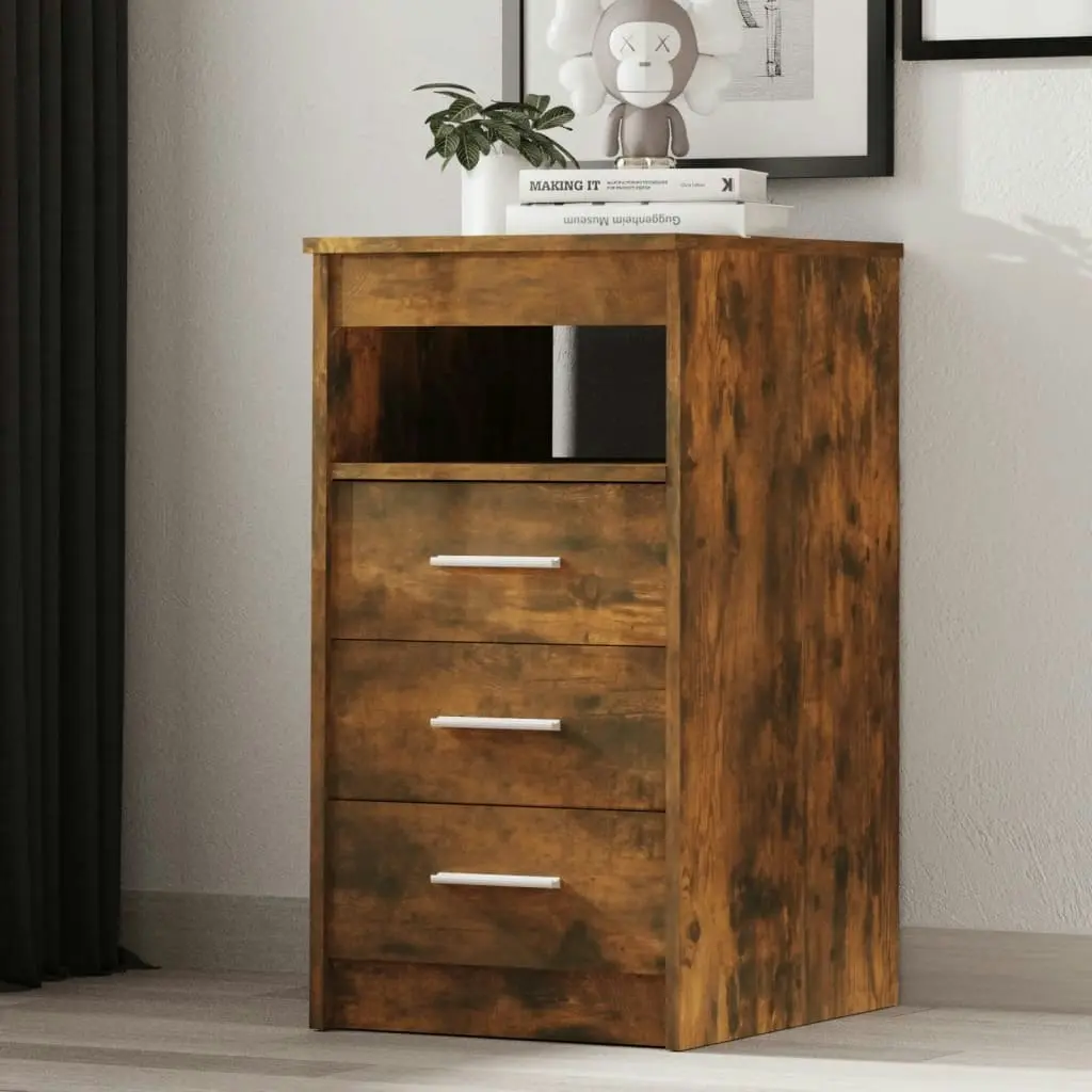 Drawer Cabinet Smoked Oak 40x50x76 cm Engineered Wood 815093