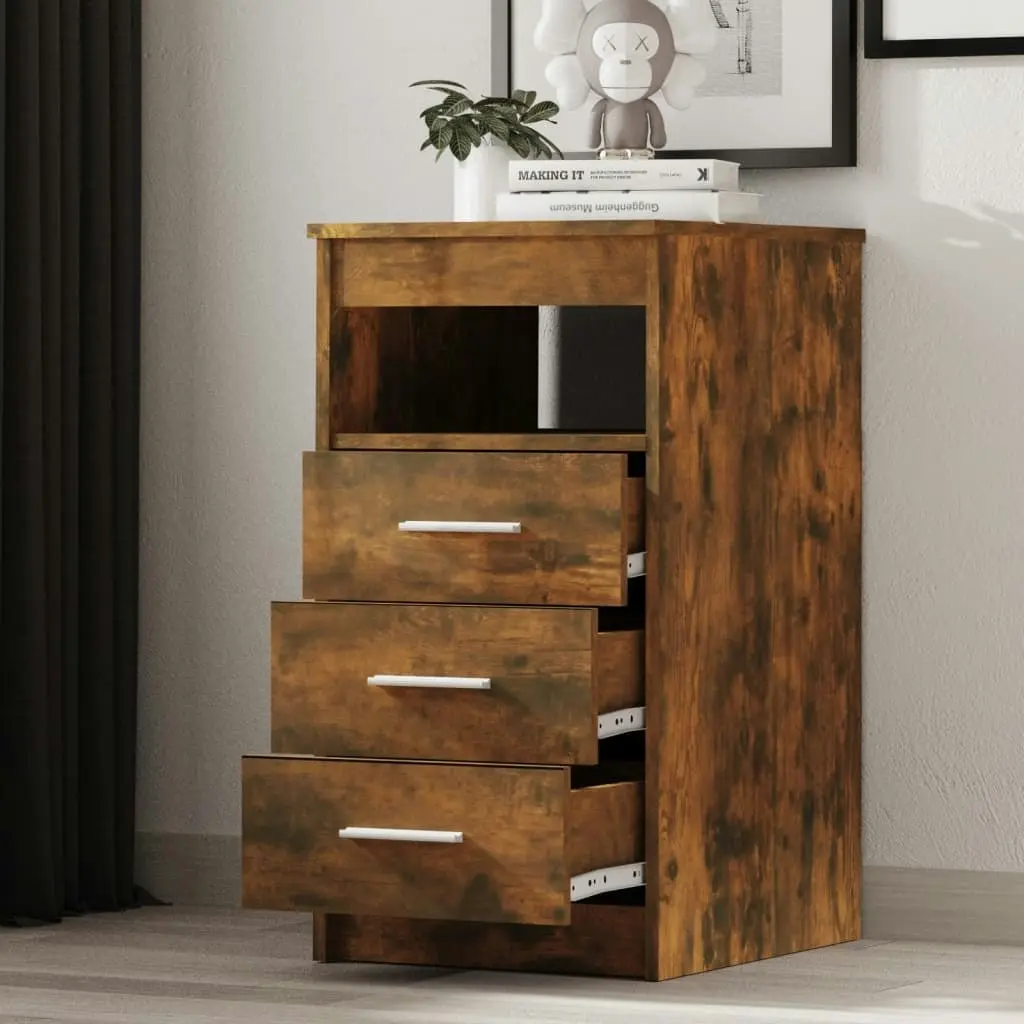 Drawer Cabinet Smoked Oak 40x50x76 cm Engineered Wood 815093