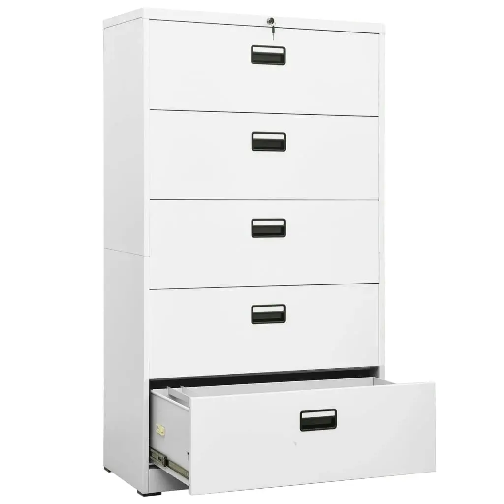 Filing Cabinet White 90x46x164 cm Steel 336298