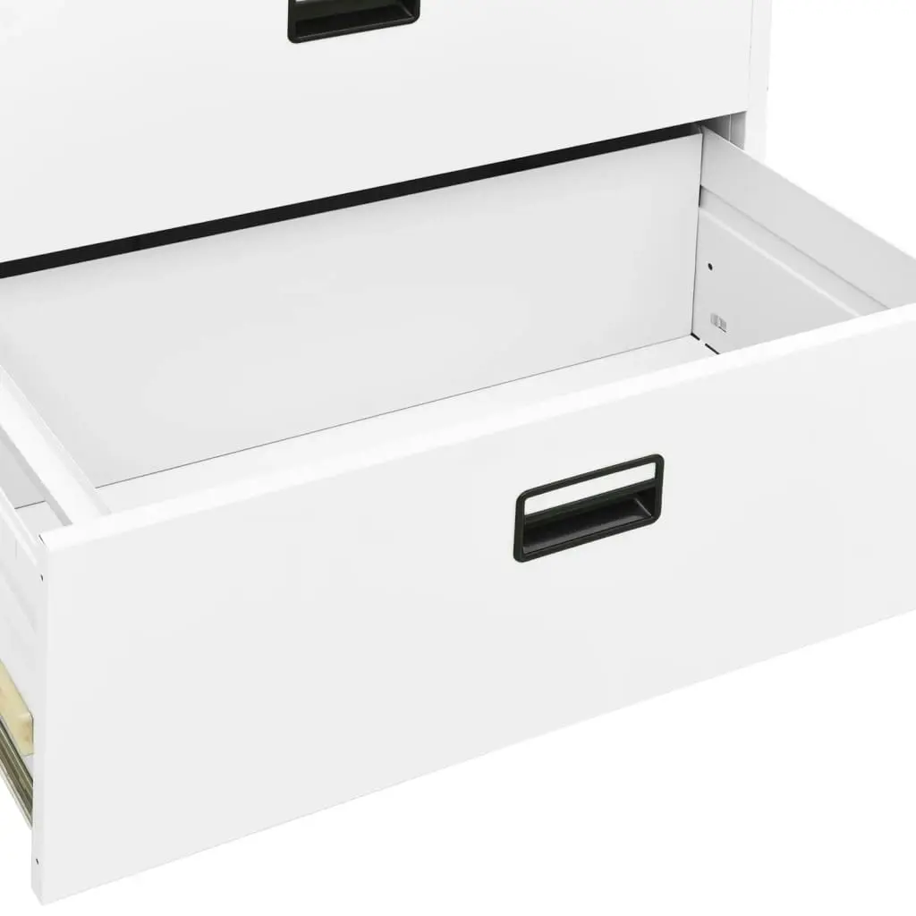 Filing Cabinet White 90x46x164 cm Steel 336298