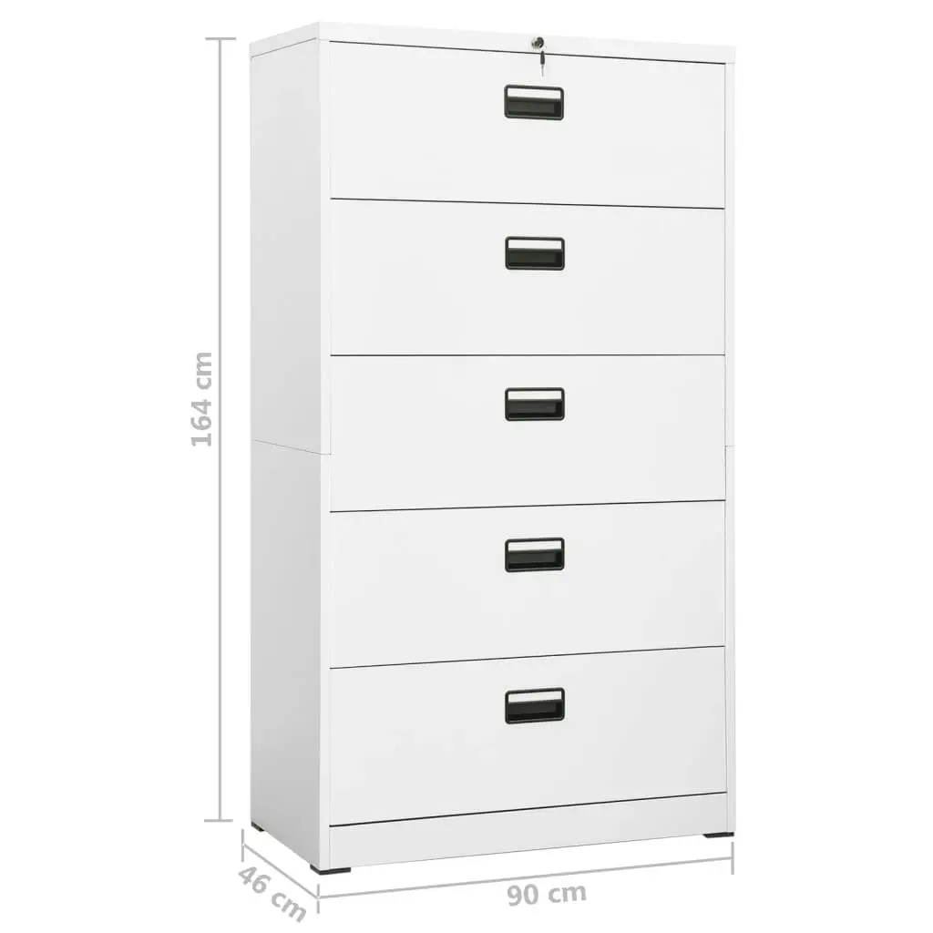 Filing Cabinet White 90x46x164 cm Steel 336298