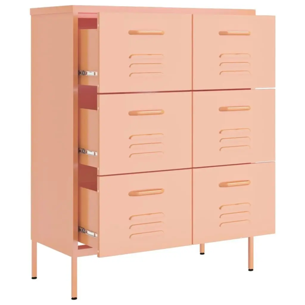 Drawer Cabinet Pink 80x35x101.5 cm Steel 336148