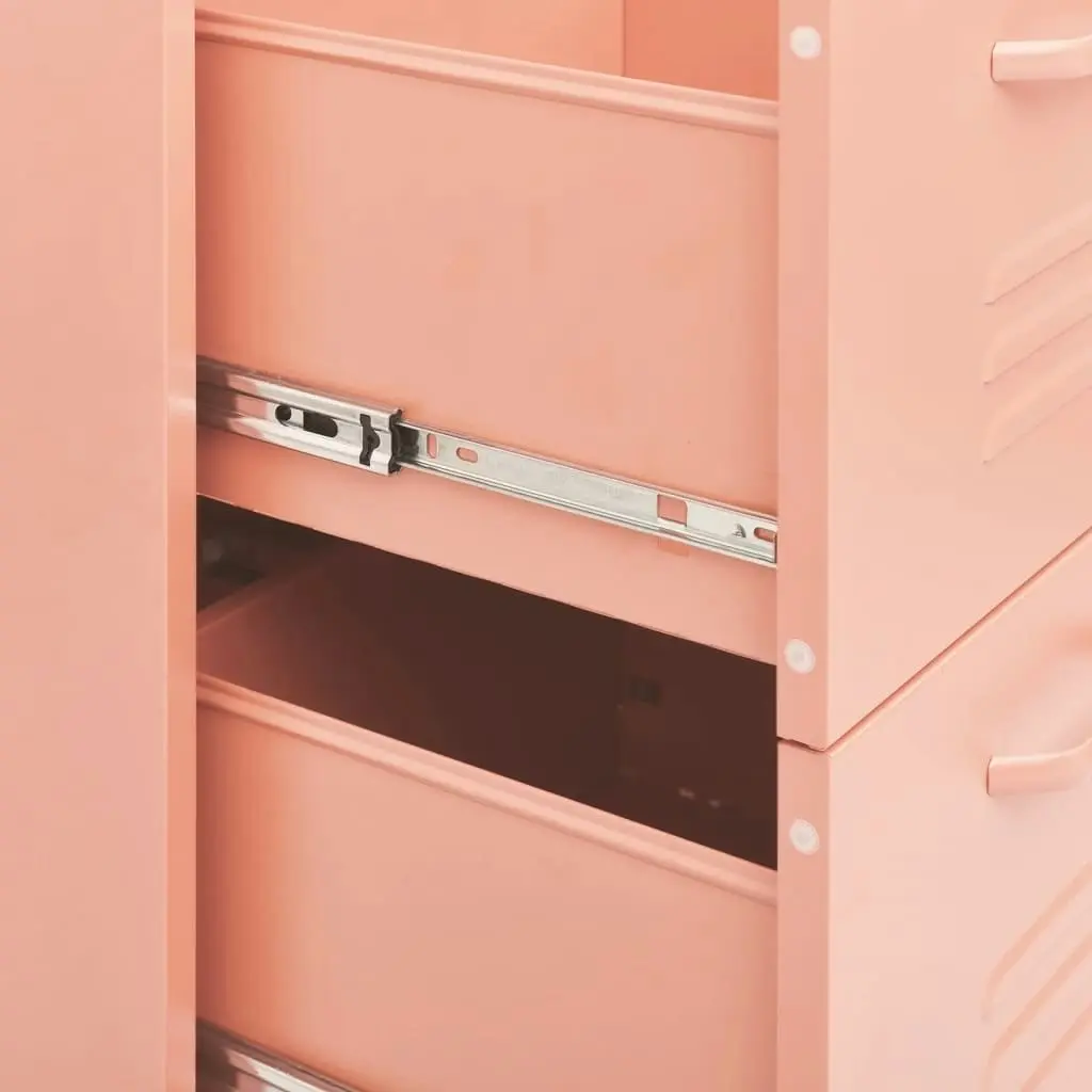 Drawer Cabinet Pink 80x35x101.5 cm Steel 336148