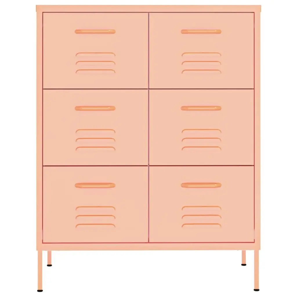 Drawer Cabinet Pink 80x35x101.5 cm Steel 336148